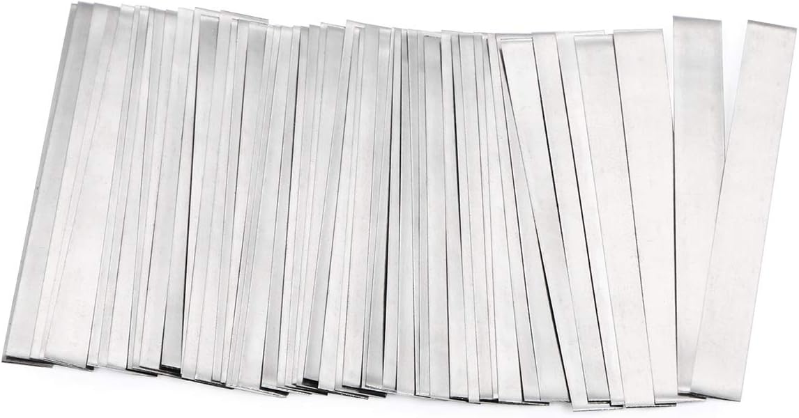 SHONAN Pure Nickel Strip 99.6% Nickel, 2 Inches Nickel Strips, 0.15x6x50mm Soldering Tabs for High Capacity 18650 Lithium Battery Pack, Li-Po, NiMh and NiCd Battery Pack and Spot Welding, 50 Pcs - - 