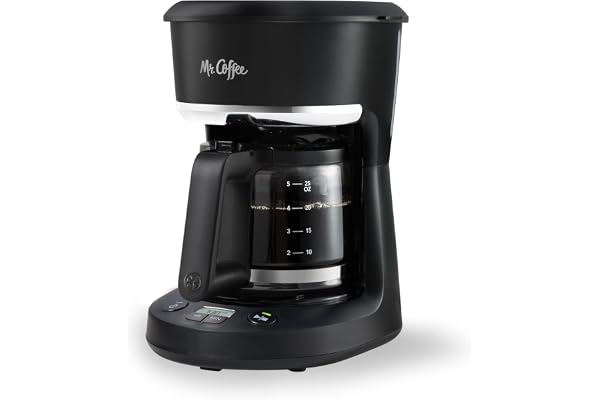 Mr. Coffee 5-Cup Programmable Coffee Maker, 25 oz. Mini Brew, Space-Saving Coffee Machine, Black