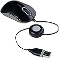 Targus Compact Mouse with Blue Trace Technology for Tracking and Retractable 2.5-Foot USB Cord, Adjustable Cord Mouse Supports Windows, Mac, and Netbooks, Black/Gray (AMU75US)