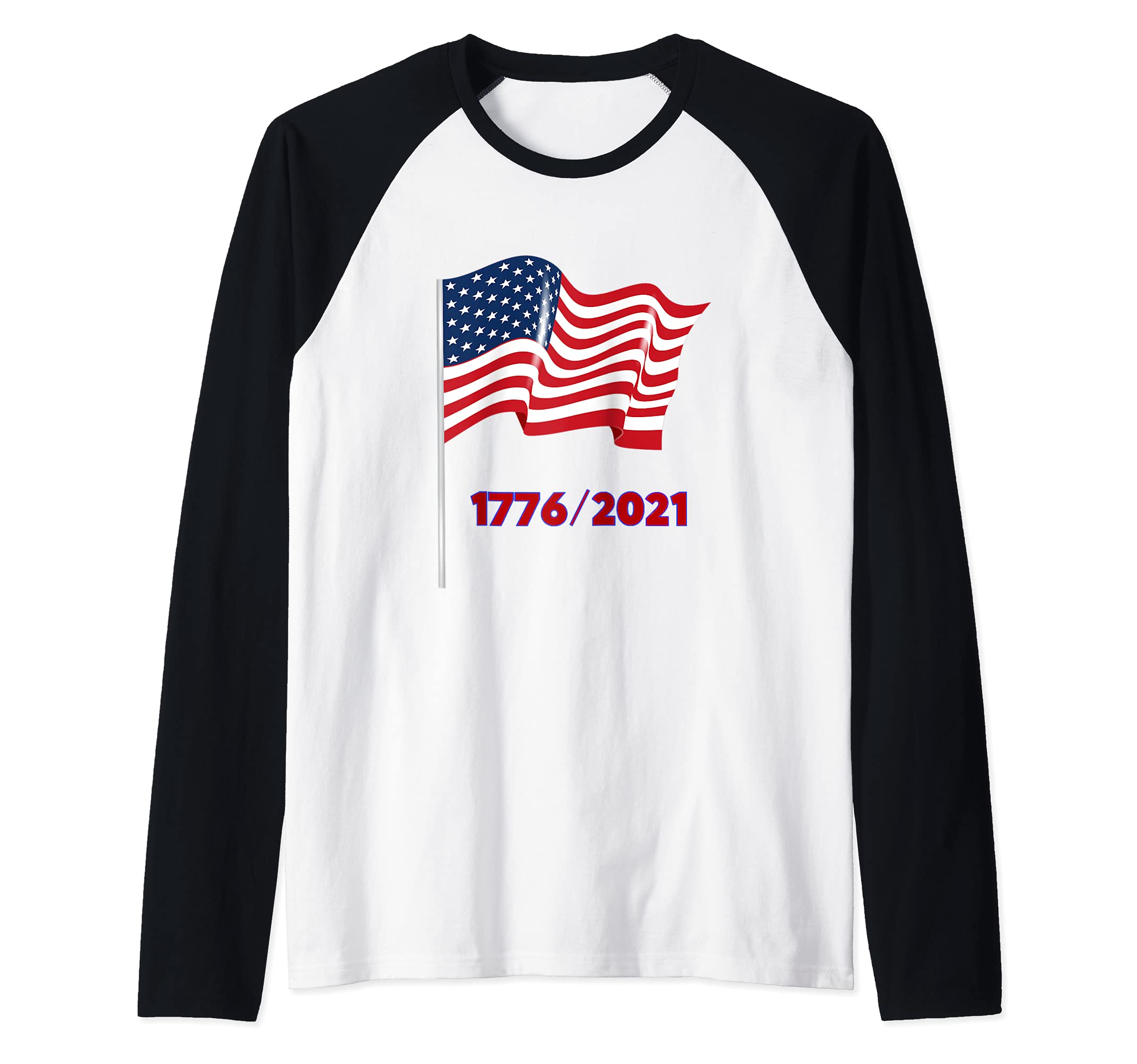 American Flag 1776/2021 Raglan Baseball Tee