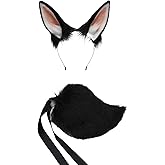 QinRuan Women's Bunny Ears Headwear Faux Fur Rabbit Ears Headbands and Tail Cosplay Party Coustume Set