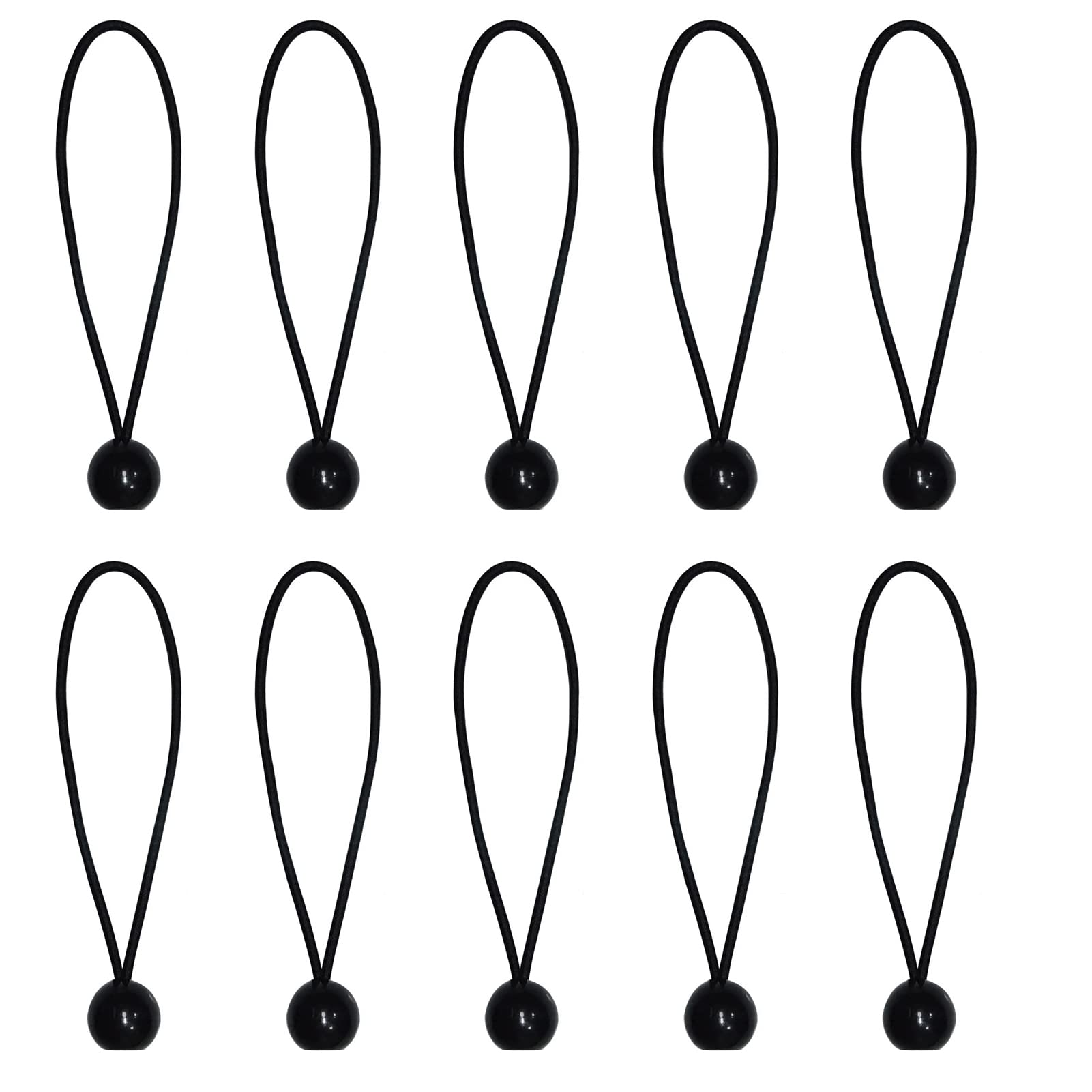 10pcs Black Tarpaulin Bungee Balls Flag Bungees Ball Bungee Ties Bungee Cord Balls Tent Elastic Loops Tarp Bungee Balls Tie Down Straps Elastic Ties with Balls for Tent Banner Flag Poles Tarpaulin