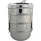 Nature's Own Indian-Tiffin Stainless Steel 4 Tier Large Lunch Box Snack Box/Food Container Airtight Leak Proof 4Compartment Suitable for Office Use, Outdoor Lunches/Dining