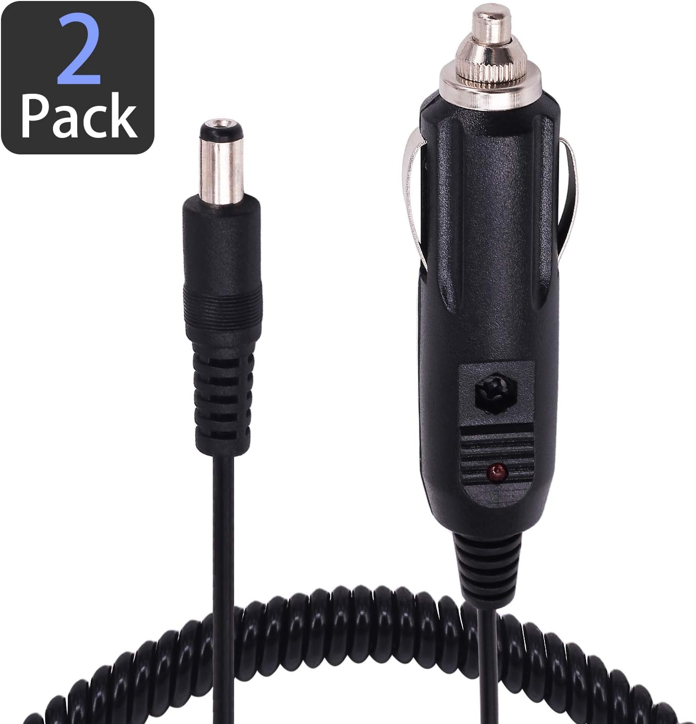Yeebline 2-Pack DC 5.5x2.1mm Car Charger 12V 12-Volt Cigarette Lighter Socket Power Supply Adapter Charger Cable for Car Truck Bus Van Boat (Male Cigarette Lighter to DC)