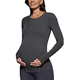 POSHDIVAH Women's Maternity Long Sleeve T Shirts Scoop Neck Pregnancy Tee Top Mama Clothes