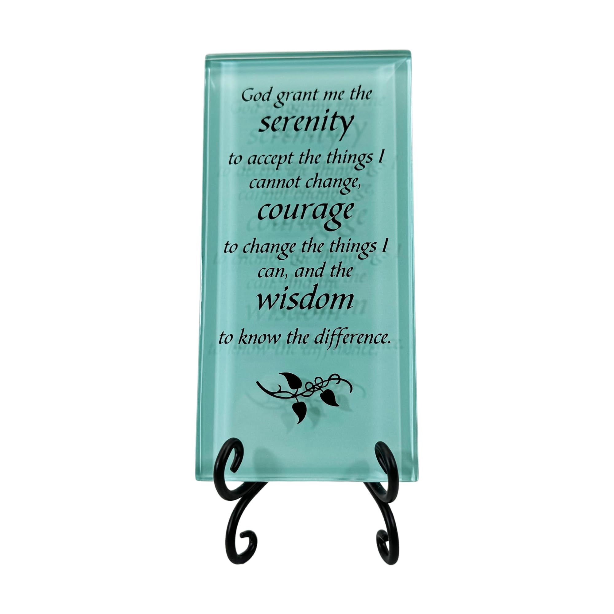 Lifeforce Glass The Serenity Prayer Inspirational Glass Plaque. Encouraging and Centering Words to Empower. Includes a Folding Easel Seafoam.