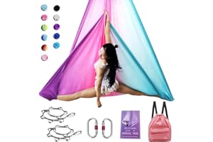 SAIVEN Aerial Silks-Aerial Yoga Hammock with Deluxe Yoga Swing Set, Flying Yoga, Aerial Dance(L:5m x W:2.8m)
