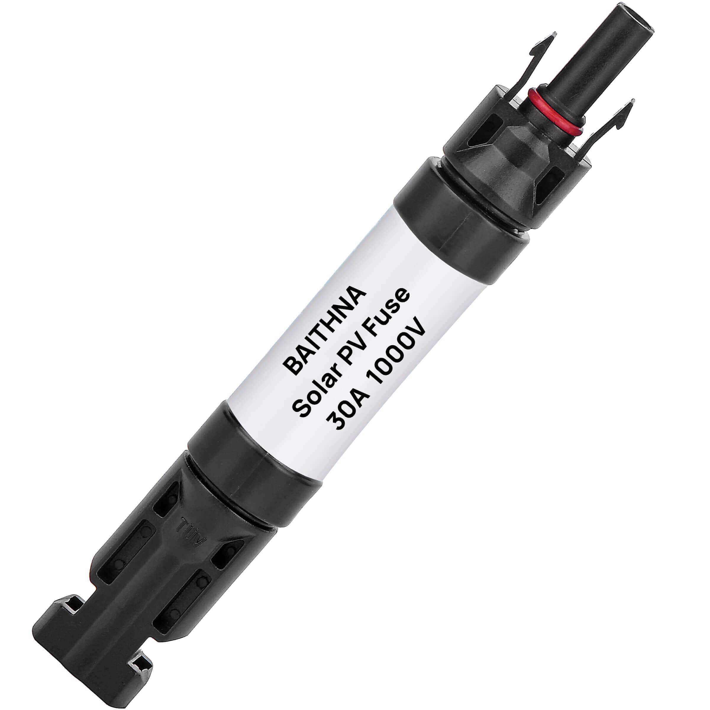 BAITHNA 1000V PV Fuse Connector Waterproof Dustproof in-line Fuse Holder, Male and Female Connector Solar Plug with 1 Fuse (30A Fuse Connector)
