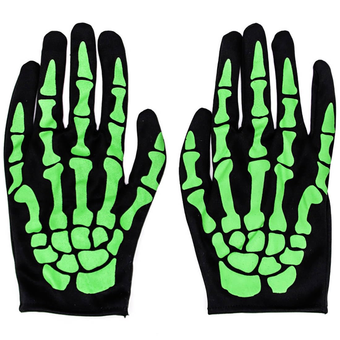 Cubahop Halloween Skeleton Skull Full-fingered Gloves - Short Ghost Gloves Costume Cosplay for Women (Green, Standard)