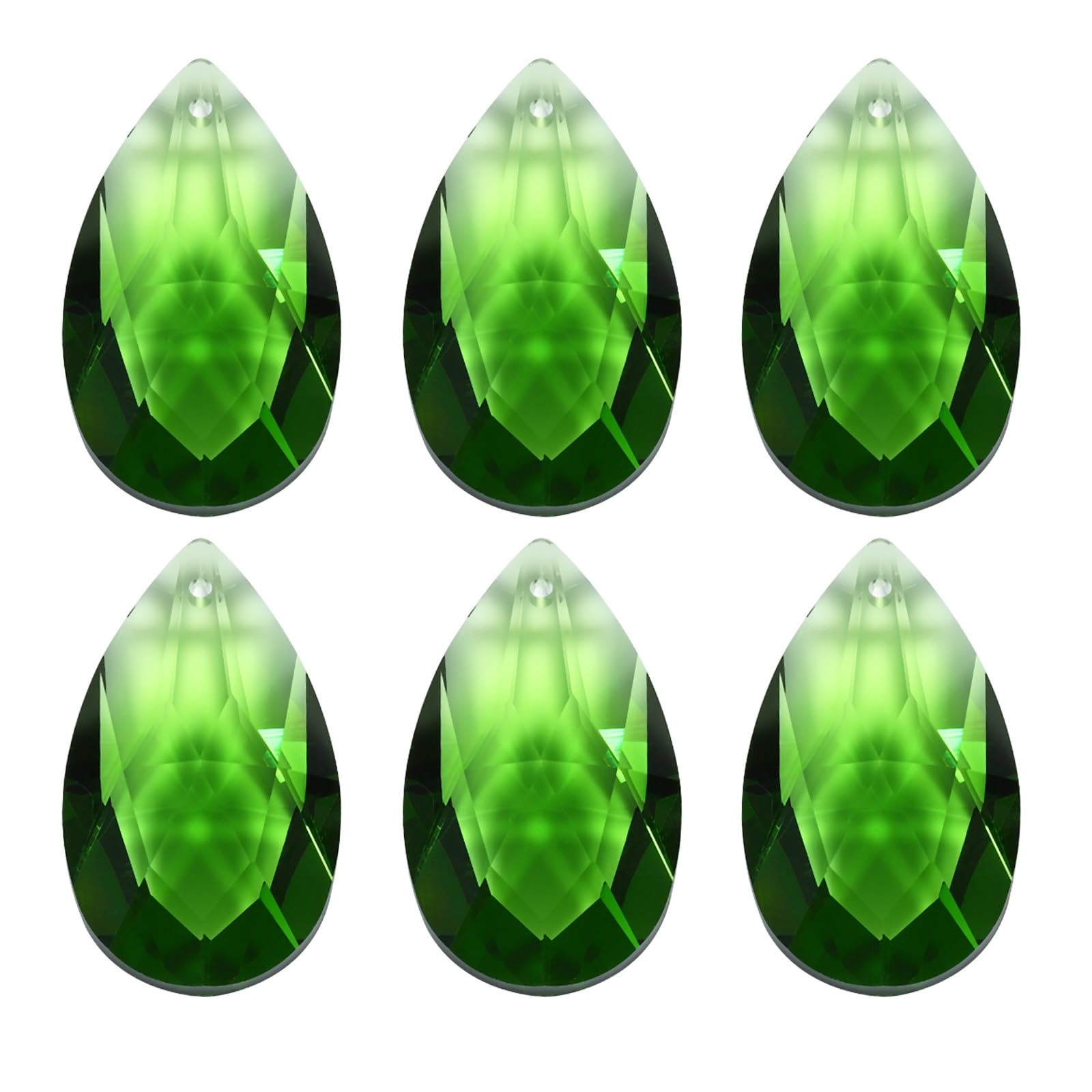 PATIKIL K9 Crystal Pendants Teardrop Beads, 6 Pack 38mm Chandelier Prisms Parts Hanging Beads DIY Lamp for Arts Crafts Decoration, Green — image 1