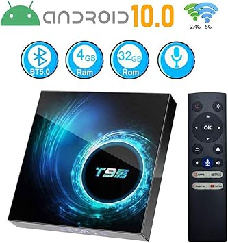 Caja de TV Android 10.0, T95 Android Box 4 GB RAM 32 GB Rom Allwinner Quad