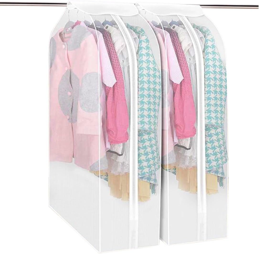 Clothes Cover Bag, Hipsteen Zip Up Dustproof Waterproof See-Through Hanging Garment PEVA Bag Clothes Dust Cover Frosted Dress Suit Bag Cover Protector 60*110*50cm
