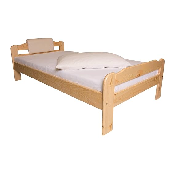 acerto 20034 Einzelbett mit Lattenrost aus Kiefer massiv 100x220 cm Leichter Aufbau Robuste Bauweise Massives Holz-Bett Bettg