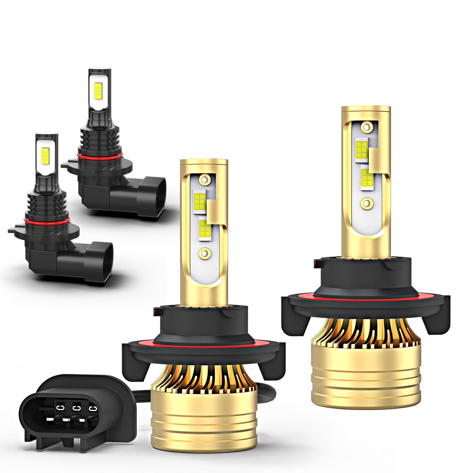Photo 1 of cayrsk Fit For Ford F150 F250 F350 2004-2014,9008 H13 High&Low Beam+9145 Fog Light Bulbs,6000K White,500% Brightness,9008 9145 Light Bulbs,Plug and Play,Pack of 4