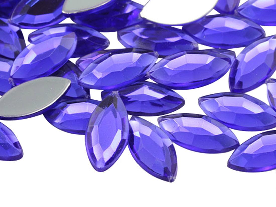 Allstarco 15x7mm Purple Violet .VT Navette Flat Back Acrylic Rhinestones Marquise Gems for Crafts Horse Eye Costume Embelishments Card Making Jewels Jewelry Making Cosplay Jewels 40 Pieces