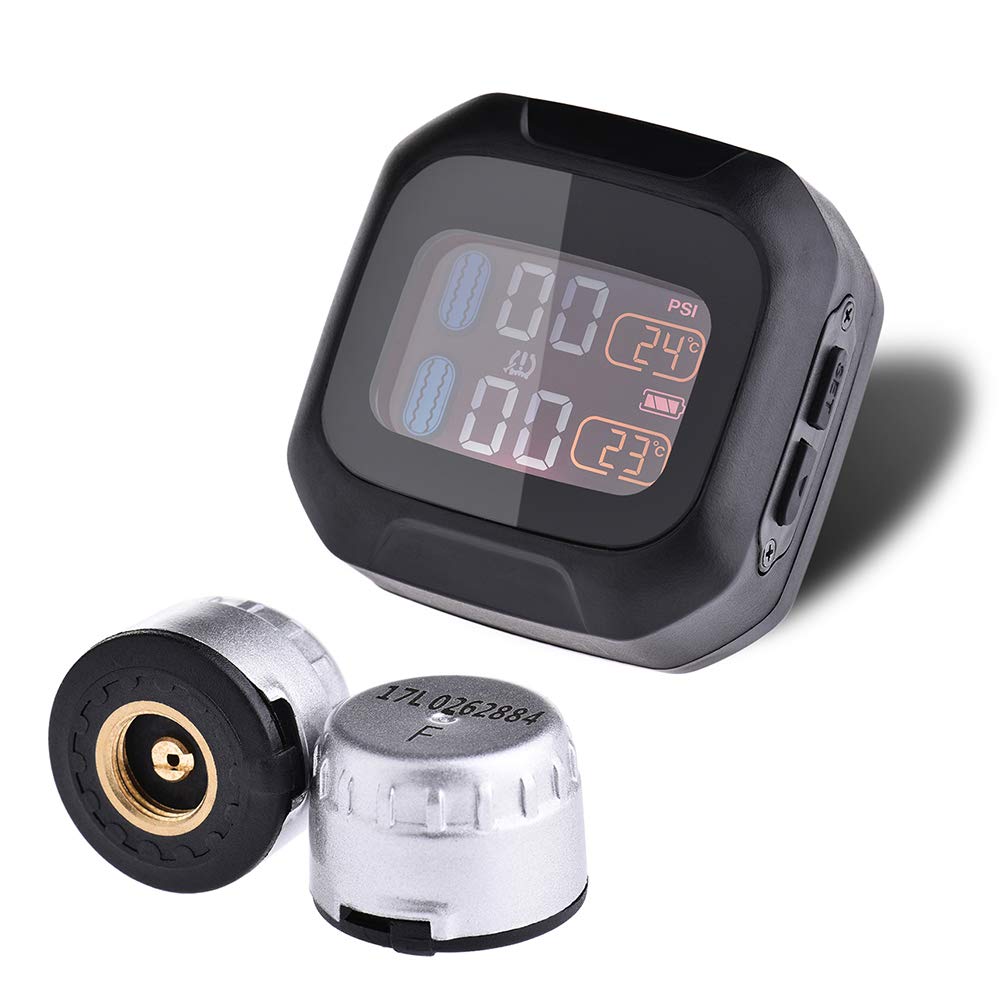 CAREUD Motorcycle Tire Pressure Monitoring System with 2 Sensors, Motorcycle Tire Pressure
