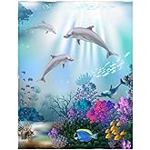 QH 60 x 80 Inch Dolphin Underwater World Pattern Super Soft Throw Blanket for Bed Sofa Lightweight Blanket for All Seasons