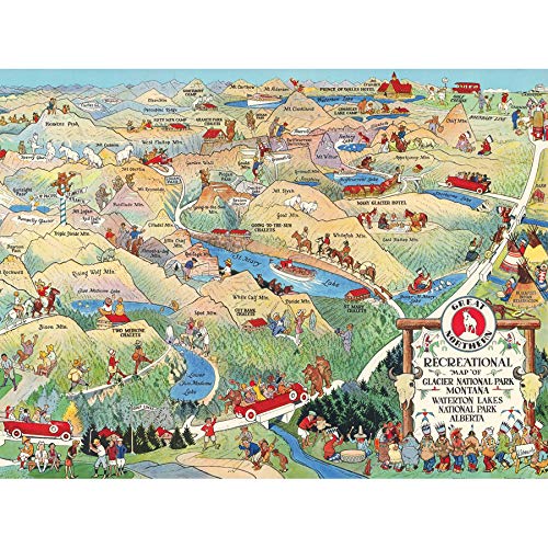 Artery8 Map Scheuerle 1925 Glacier National Park Montana USA Art Print Canvas Premium Wall Decor Poster Mural