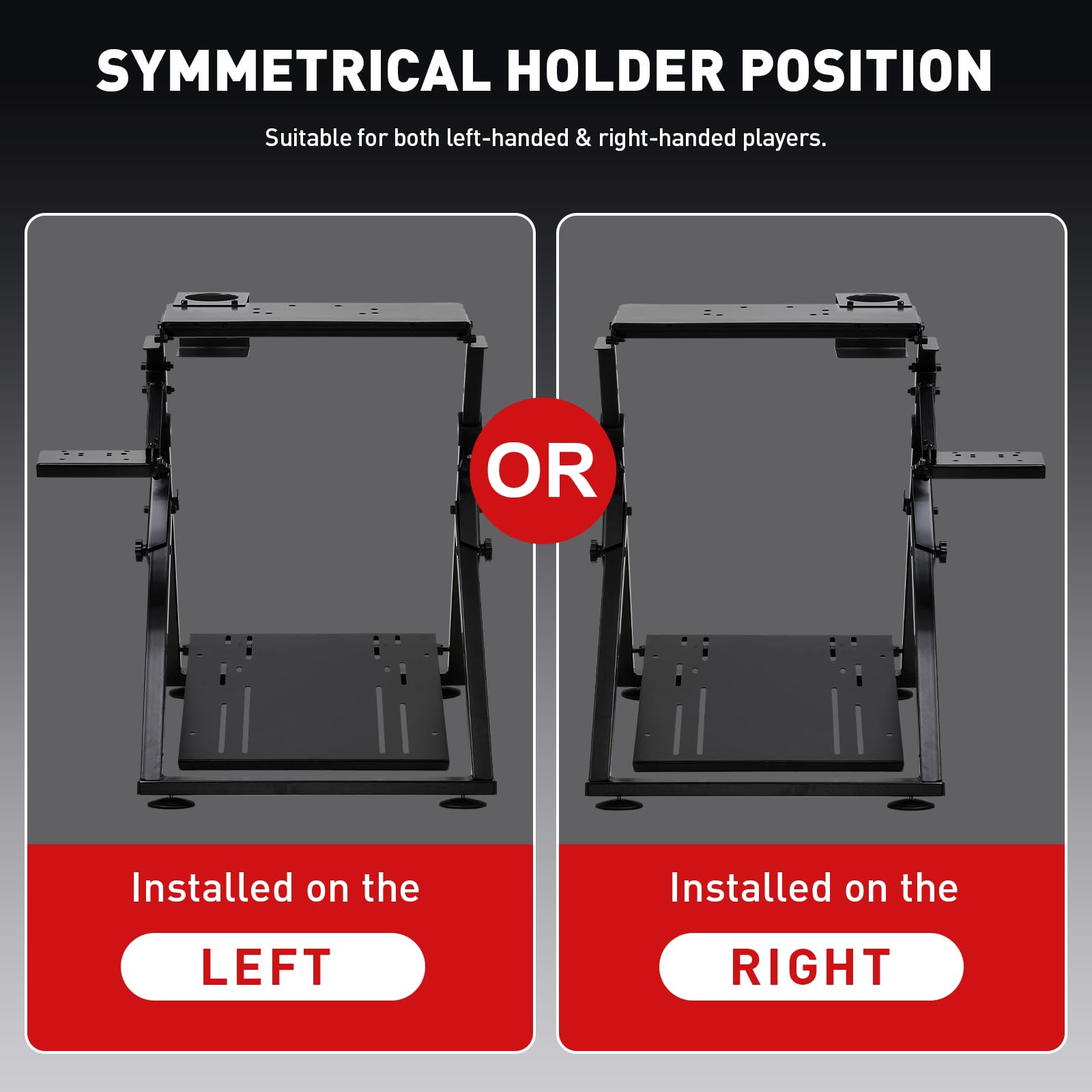 GTPLAYER Sim Racing Wheel Stand Simulator Cockpit Wheel Stand fit for Logitech G25 G27 G29 G920 G923 Thrustmaster T330TS Gaming Stand Wheel Pedals NOT Included, Deep Black With Cup Holder