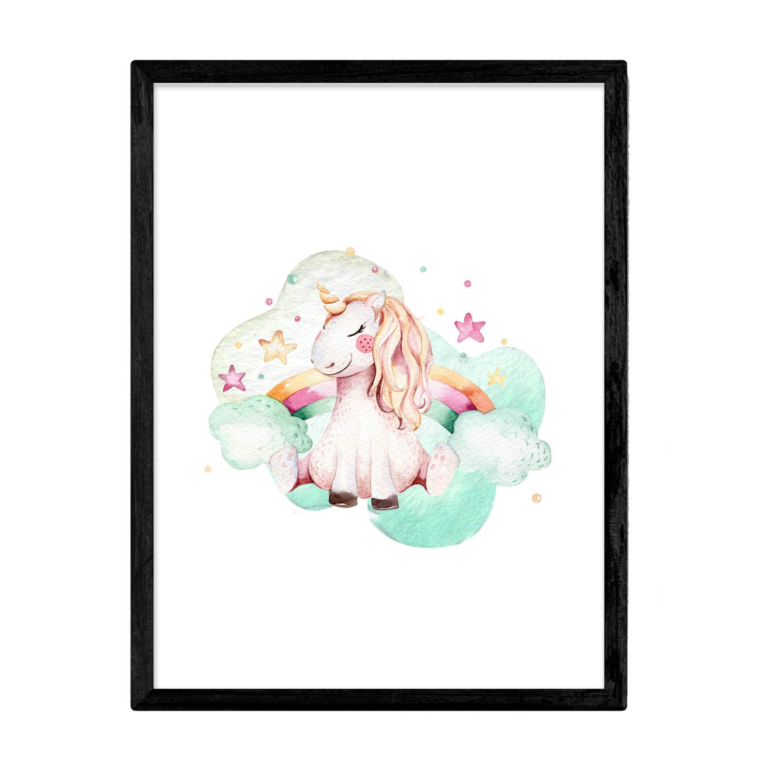 Nacnic Poster with illustration of animal. Sheet with children's animal pictures. unicorn and rainbow. A4 unframed