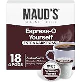 Maud's Espresso Dark Roast Coffee Pods, 18ct | Dark Roast Coffee in Single Serve Pods &ndash; Compatible with Keurig Coffee Makers