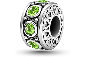 KunBead January-December Birthstone Birthday Heart Bead Charms Compatible with Pandora Bracelet for Mom Daughter Grandma Granddaughter Nana Auntie Wife Sister Best Friend