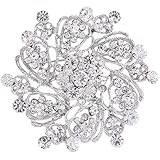 EVER FAITH Women's Austrian Crystal Elegant Flower Bridal Corsage Brooch Pin Clear Silver-Tone