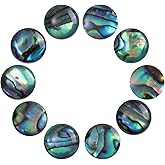 TUMBEELLUWA 10 Pcs Abalone Shell Round Beads for Jewelry Making 8 mm, No Hole Beads Flat Back Cabochons for Crafts DIY Decoration