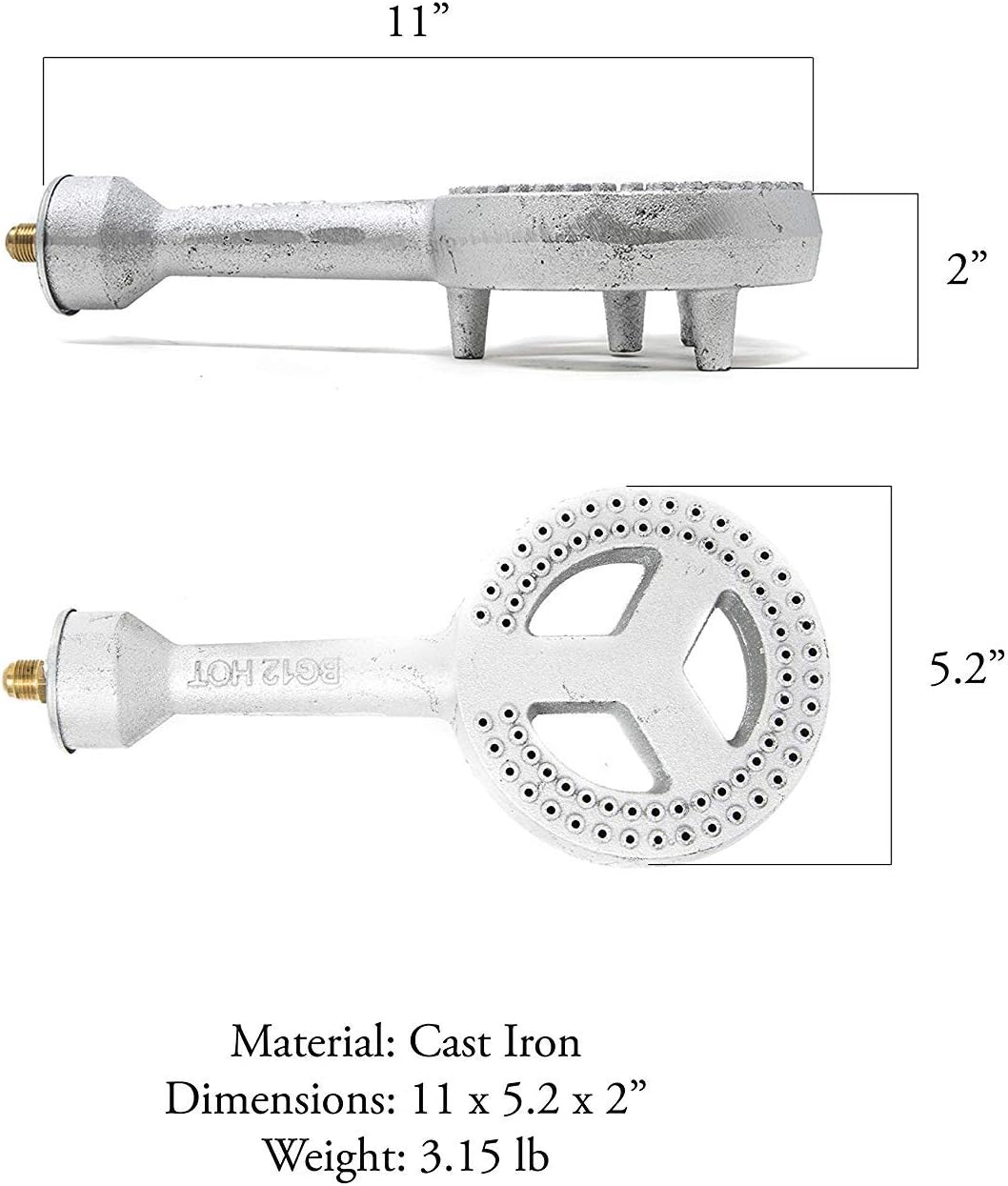 GasOne 50250+2109 Gas ONE High Pressure Cast-Iron Burner Head with Brass Fitting Orifice : Garden & Outdoor