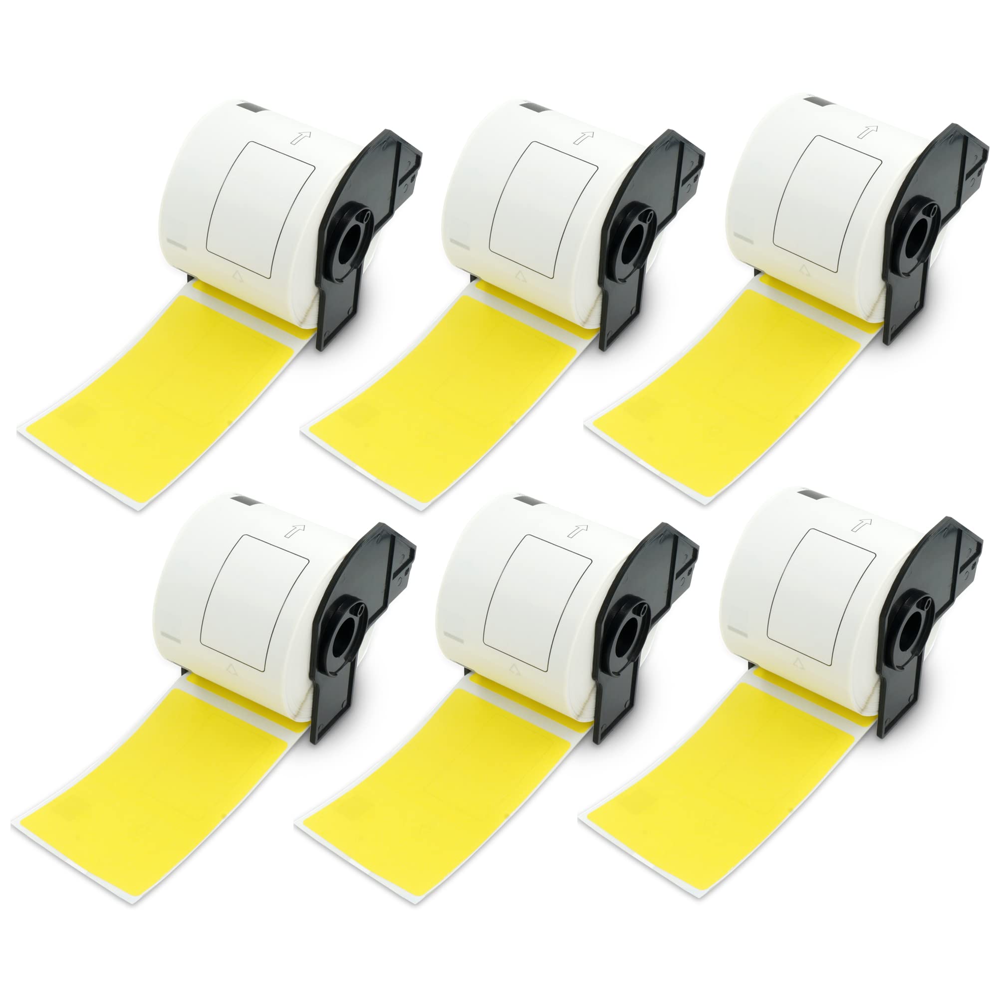 BETCKEY - 6 Rolls DK-11202 Colored Labels, 62mm x 100mm, Black on Yellow, 1800 Shipping Labels Using for QL Label Printers