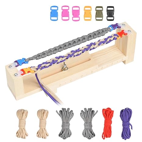 WOWOSS 13pcs Armband Wristband Maker Set Knüpfhilfe Flechtvorrichtung für Armbänder Selber Machen mit 6 Stück Paracord & 6 St
