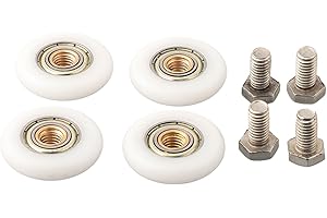 Shower Door Rollers Replacement 4 Pack, Nylon Pulley for Glass Shower Door with Brass Center Roller and Stainless Steel Screw