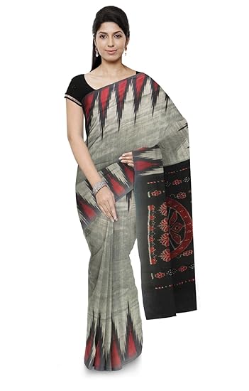 Odisha Handloom Womens Jamdani Cotton Saree With Blouse Piece (odisha handloom 13_Grey)