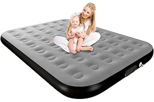 HikerSKY Queen Air Mattress with Built in Pump, Inflatable Mattress for Home, Blow up Air Bed 2 Min Quick Inflation and Deflation, Thin Velvet Top, 10'' Queen Size Gray