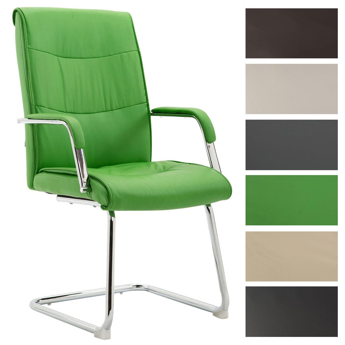 Sedia Cantilever Caro In Similpelle - Con Braccioli, Imbottita, Bianco, Per Sala Pranzo O Ufficio - Foto 5