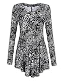 SunnyLady Women Print Long Sleeve Flared Tunic Top