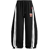Aelfric Eden Barrel Sweatpants for Mens Side Striped Drawstring Elastic Waisted Wide Leg Lounge Pants with Pockets