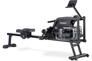 ECHANFIT Rowing Machine with Smart Resistance Knob, Water Magnetic Rower Machine with 6 Level Water Resistance and 32 Mechanical Resistance, 400LB Max Load with Optional Bluetooth Function and Free
