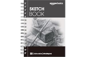 Amazon Basics Sketch Pad for Artists, 67 lb. / 100 gsm, 100 Sheets, 5.5"x8.5", White