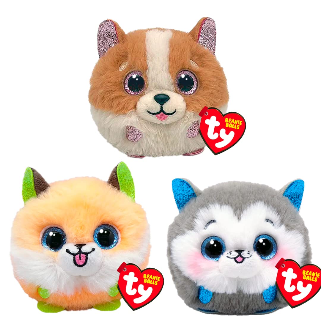 TY Puffies Tanner, Slush, Sherbert 3-Piece Set - Soft Plush Bouncy Toy for Kids - Collectible Stuffed Animal - Round Plush Teddy - Cuddly Toy Lands on Feet - Soft Toy Plushies for Children