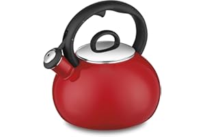 CUISINART CTK-EOS17R Aura Enamel-on-Steel Stovetop Teakettle, Red, 2-Quart