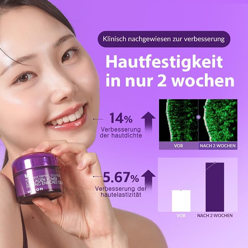 [MIZON] COLLAGEN POWER FIRMING ENRICHED CREAM(50ml) Koreanische Hautpflege - Tiefenfeuchtigkeitsspendende Marine Kollagen Creme für Glatte, Jugendliche Haut
