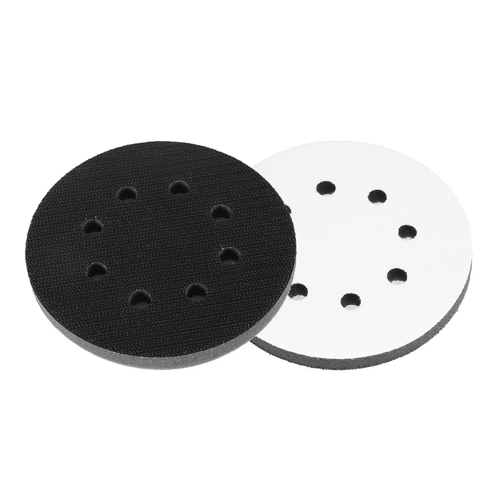 2 Pcs Sponge Interface Pad 8 Holes Durable Hook and Loop Cushion Pad Reusable Sanding Discs Pads for Random Orbital Sander