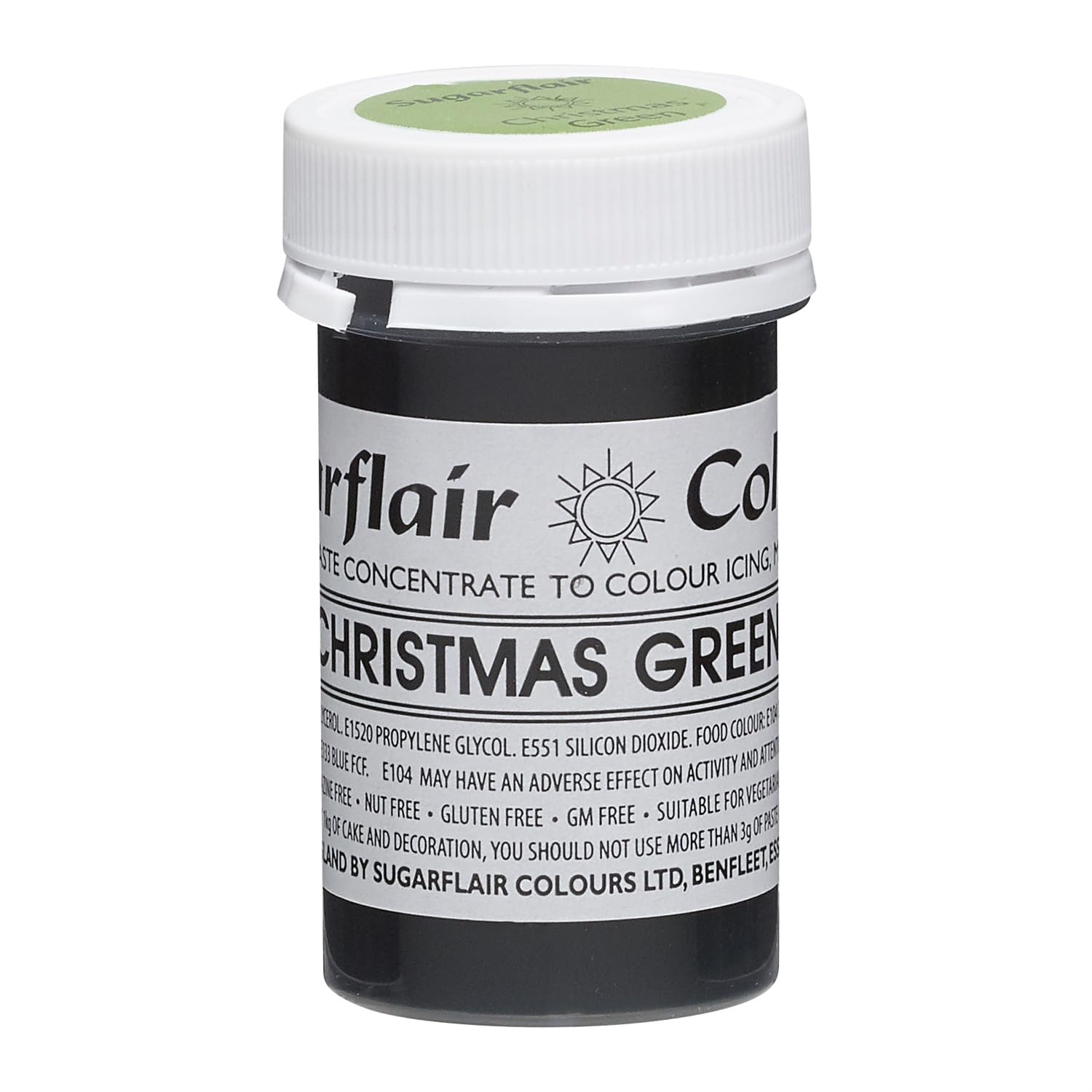 Sugarflair Tartranil Christmas Green Food Colouring Paste, Highly Concentrated Food Colouring for Buttercream, Sugar Paste, Royal Icing, Cake Mixes and More! Vibrant Colour Food Dye - 25g