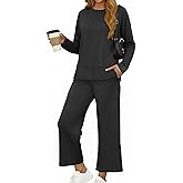 Glamaker Womens 2 Piece Lounge Set Long Sleeve Pullover Tops Long Pants Casual Sweatsuits Tracksuit Sets with Pockets