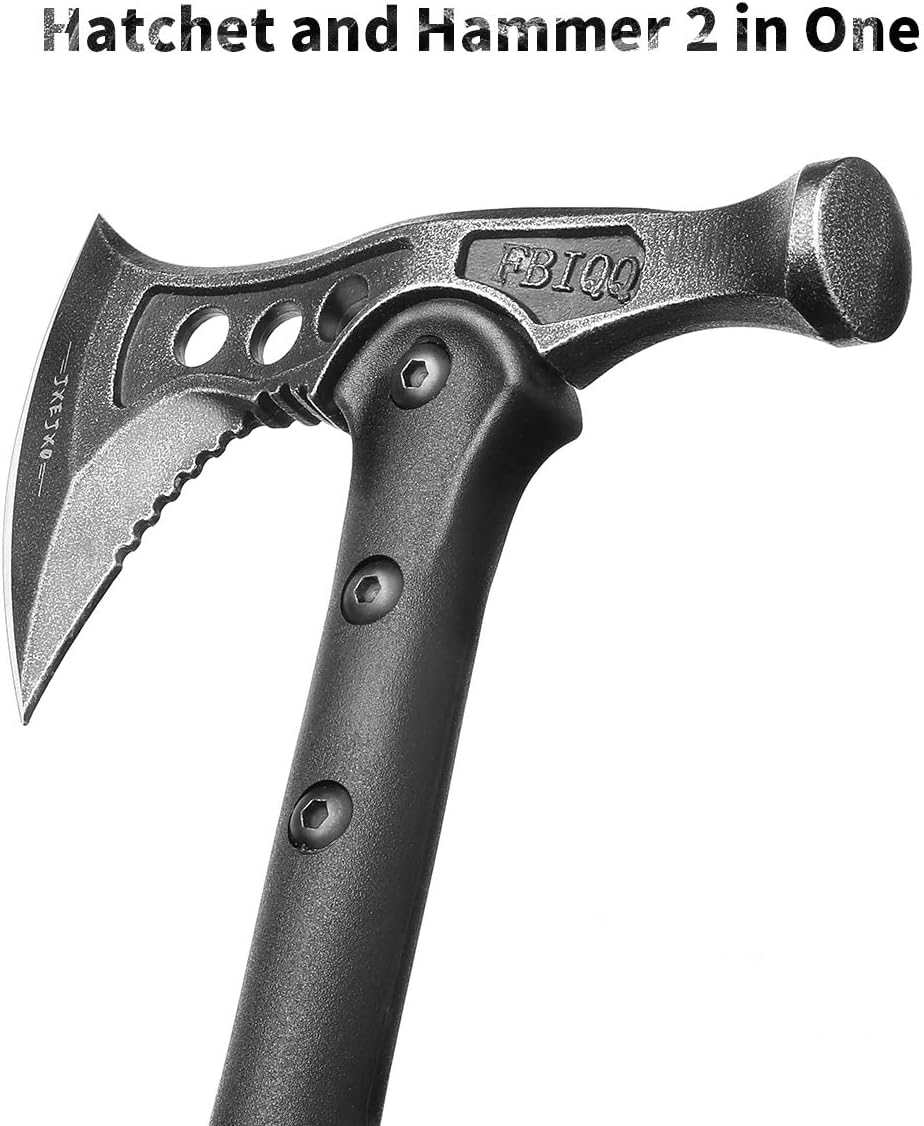 JXE JXO Camping Axe, Survival Hatchet with Sheath, Throwing Tactical Tomahawk with Hammer, Nylon Fiber Handle for Outdoor Survival Hiking Camping : Sports & Outdoors
