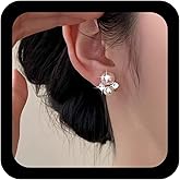 Ximdble Vintage Crystal Pearl Stud Earrings Boho Pearl Cluster Earrings Rhinestone Stud Statement Sparkly Cz Crystal Jewelry for Women