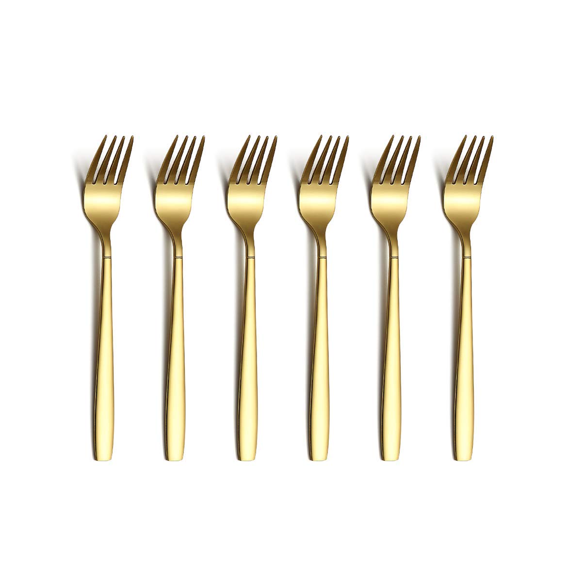 Berglander Gold Tea Forks, Stainless Steel Cake & Dessert Forks With Titanium Gold Plating - 6.5 Inches, Pack of 6