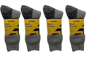 POLAR PAWS MEN HEAVY DUTY WOOL WORK SOCKS SIZE 10-13 PACK 4 PAIRS