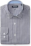 Nautica Men's Twill Check Spred Collar Dress Shirt, Navy, 16.5" Neck 36"-37" Sleeve